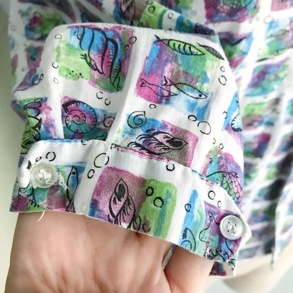 1950s VINTAGE Kitschy Beach Print Short Sleeve Top - Picture 4 of 8